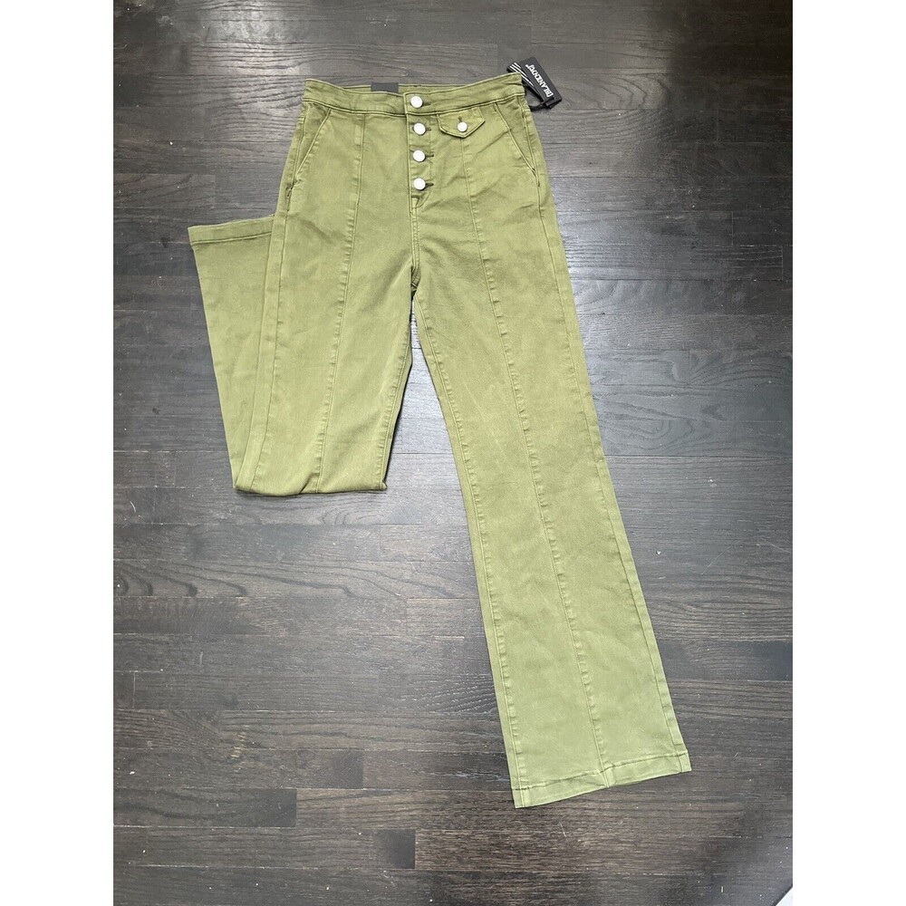 BLANK NYC The Delancey Denim Wide Leg Pants Going Green Size 29 70s Bohemian - Picture 7 of 13